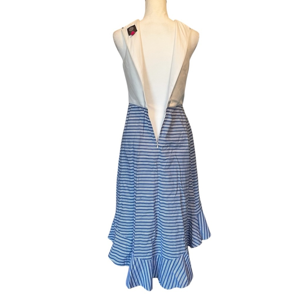 Vince Camuto Cream & Blue Striped Midi Dress - Picture 8 of 14